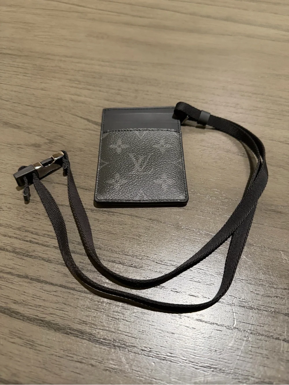 Louis Vuitton Black Monogram Card Holder with Lanyard